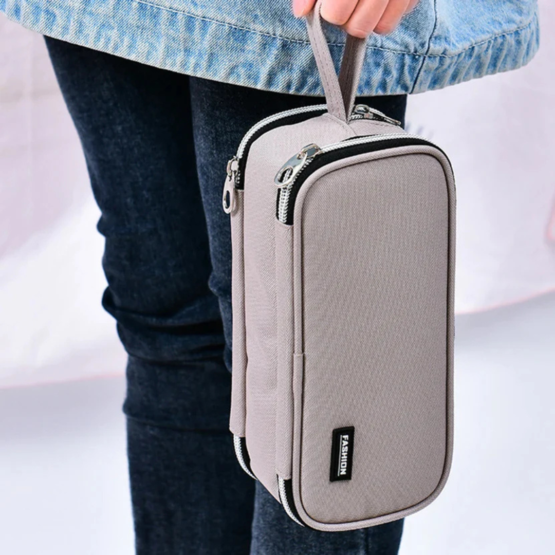 Fashion Pouch | Multifunctional Large Capacity Pencil Case| 3 Zippers Storage | Ideal for Students and Professionals