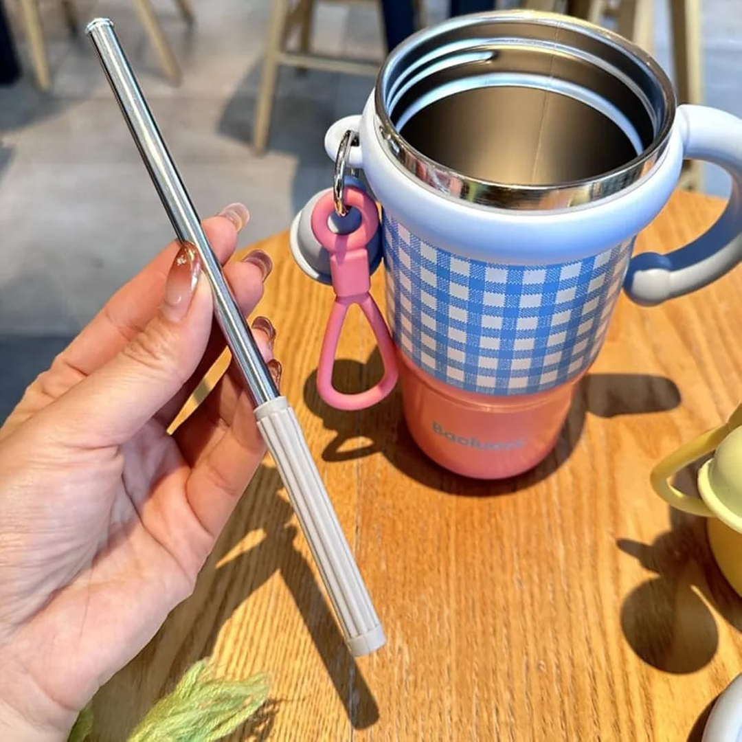 Joy Sip Tumbler | Stylish & Attractive Checkered Design | 600 ML Capacity | Premium Stainless Steel | Ideal for Home, Office and Outdoor