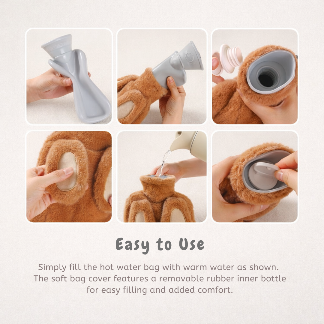 Plush Bunny Hot Water Bag | 1000ml Reusable Bag | Soothing Relief | Compact and Travel Friendly Design (Copy)
