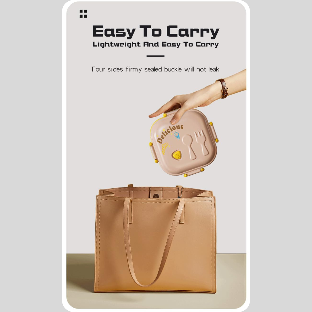 Delicious Lunch Box | Large Capacity | Safe PP Material | 2 layers and Multi-Compartment | Easy to Carry