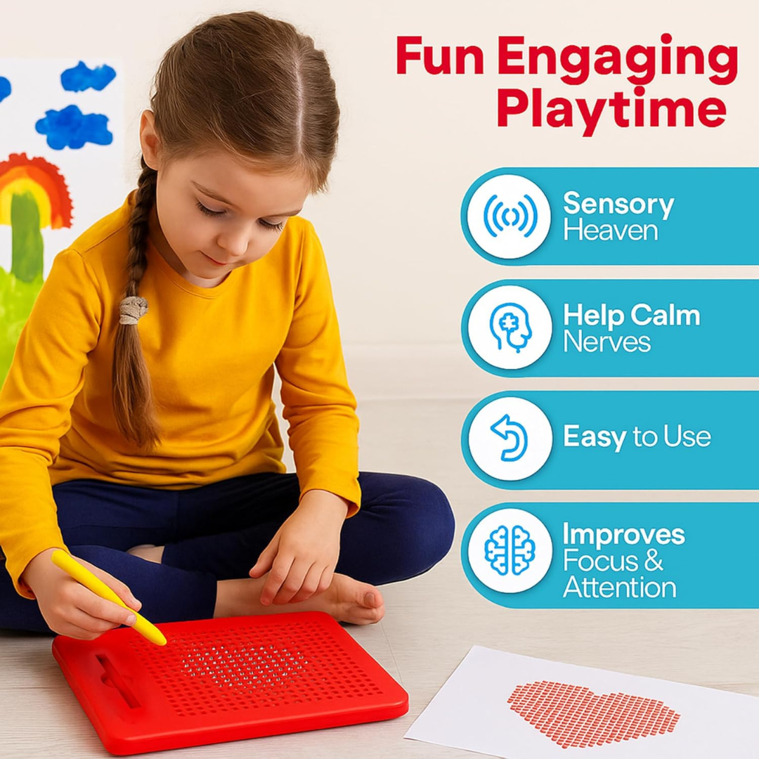 Magnetic Drawing Board | Erasable | Magnetic Stylus Pen included | Gift for Kids ages 3+
