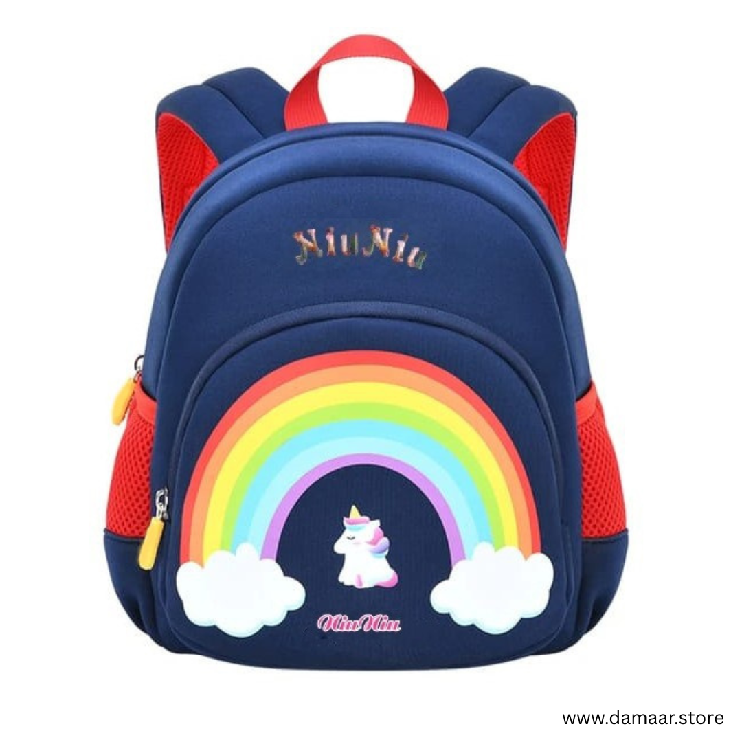 Cute Rainbow  Backpack | Multistorage Capacity | Small Bag for kids 2-5 years | School Bag, Travel Bag