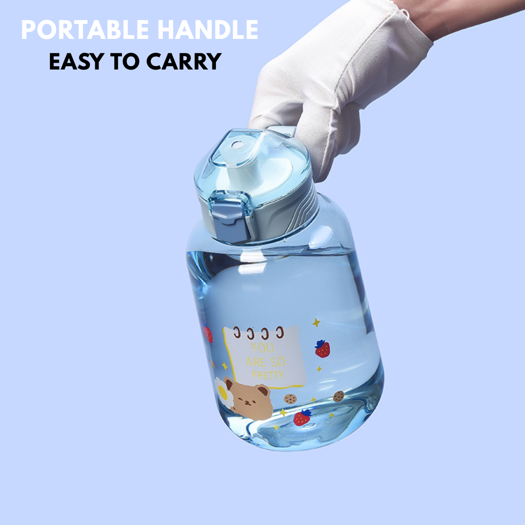 Cute Jumbo Water Bottle | 1200 ML Capacity | BPA Free | Leakproof Design | For School, Travel, and Outdoor Activities