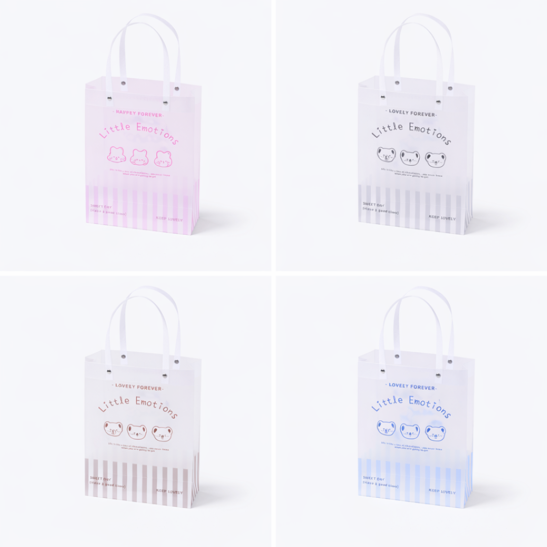 Happy Emotions Tote Gift Bag | Set of 4 Tote Gift Bags | Colourful | Clear PVC Bag | Premium Look