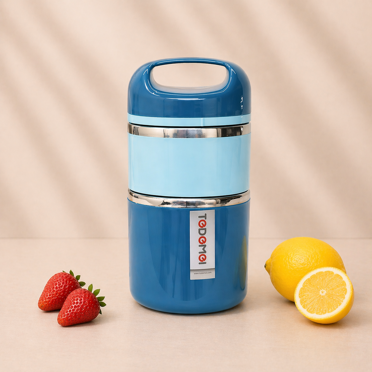 TEDEMEI Two Layers Lunch Box | Large 930 ML Capacity | Stainless Steel Tiffin | Carry Fresh, No Mixing, No Mess