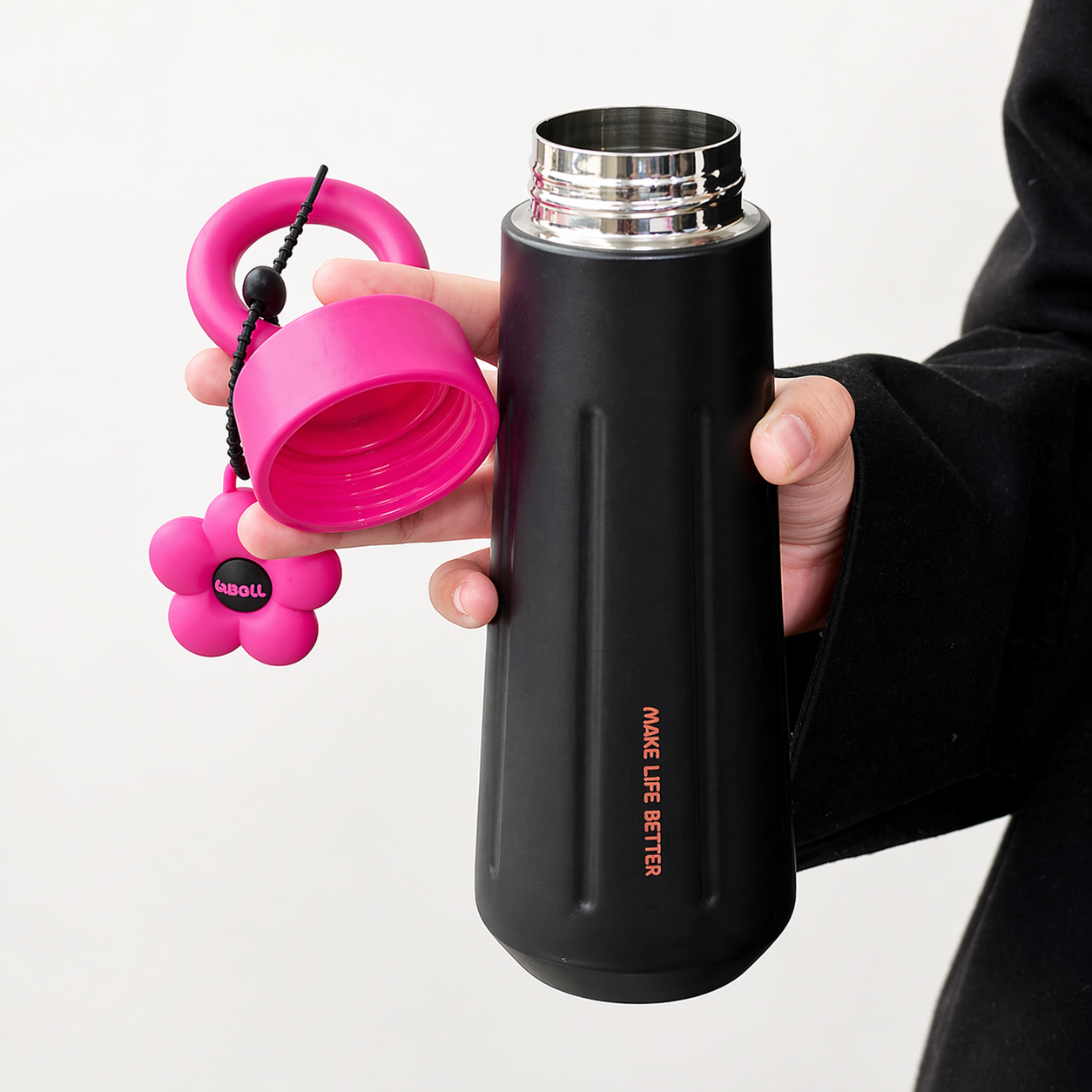 Cute Flower Loop Water Bottle | Premium Grade Stainless Steel | 450 ML Capacity | Wide Mouth and easy to Clean | For Kids and Teen
