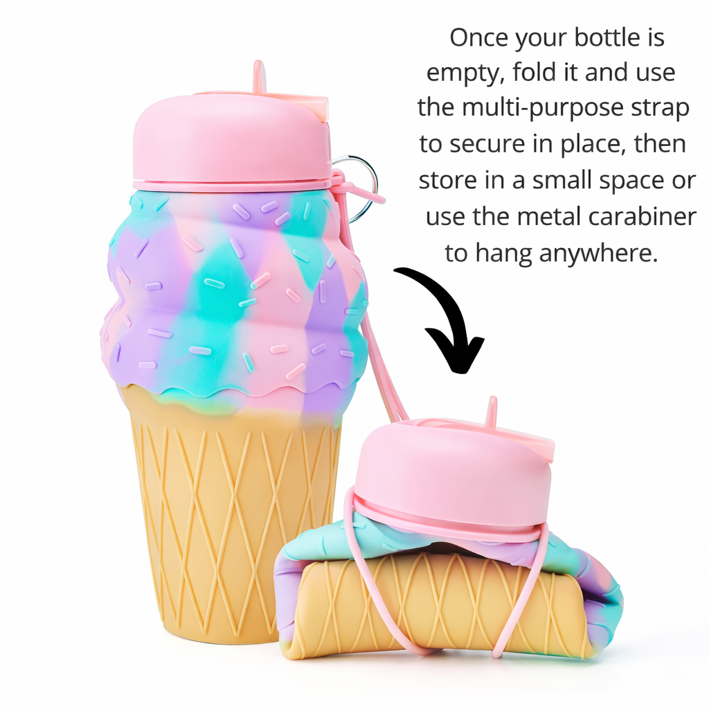 IceCream Dream Bottle | Collapsible Water Bottle | Food Grade Silicone | Ideal for School, Sports or Outdoor (Copy)