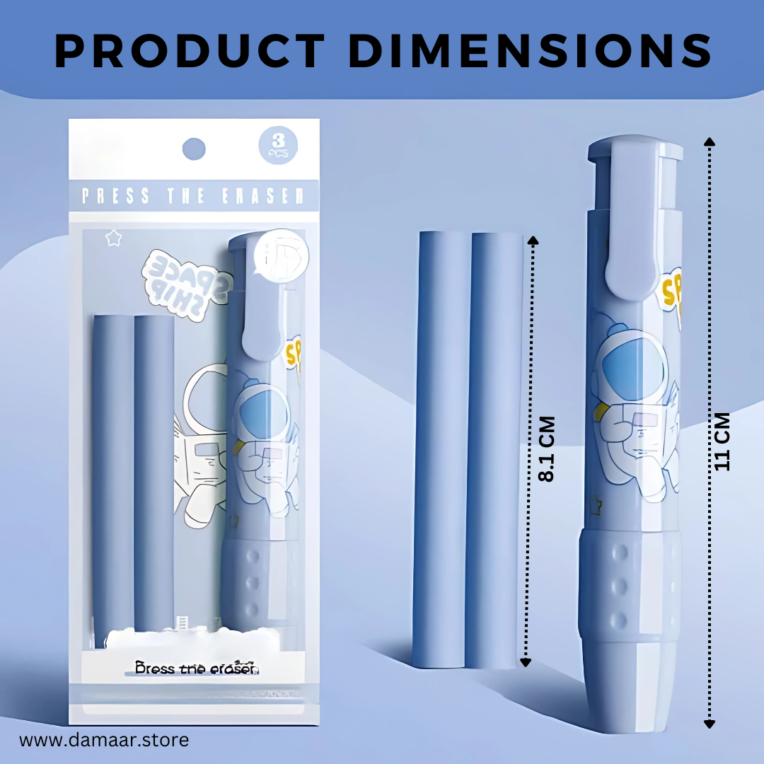 Pen Style Eraser | Convenient to Carry | Smooth Erasing | Pack of Two different design