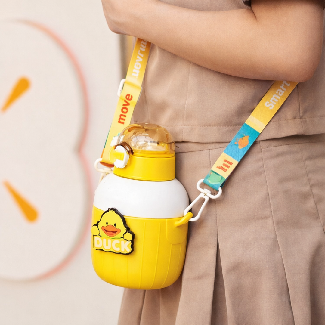 Cute MiniMate Water Bottle | Stainless Steel Bottle | Leak-Resistant | Adjustable Strap | For Kids
