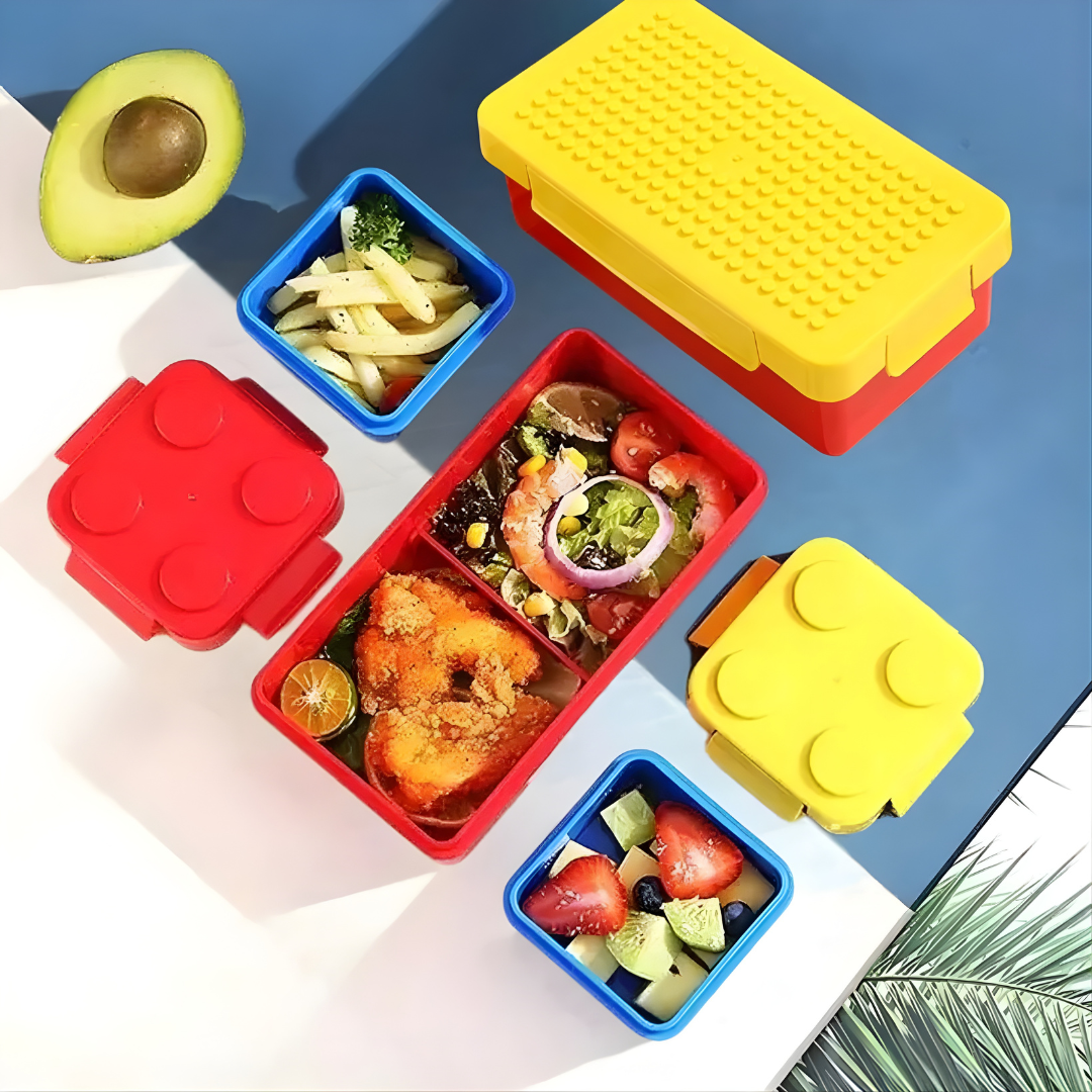 Smart Block Lunch Box | LEGO Style Brick Design | Space Saving | School, College, Travel or Office