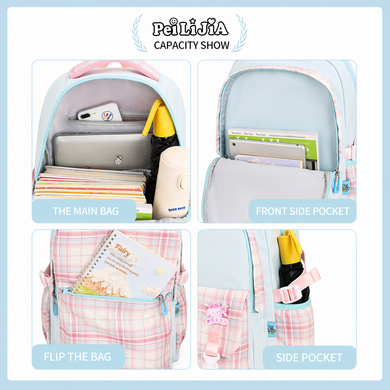 BlushSky Smart School Backpack | Lightweight, Spacious & Stylish | Multiple Compartments | School, College and Travels | Boys and girls aged 8 to 14 years