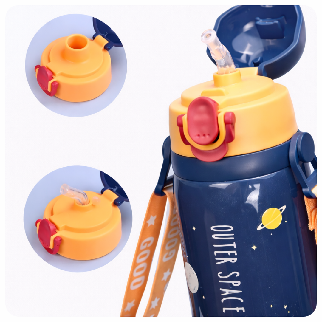 Trendy Outerspace Water Bottle | Stainless Steel Bottle | Leak-Resistant | Adjustable Strap | For Kids and Teen