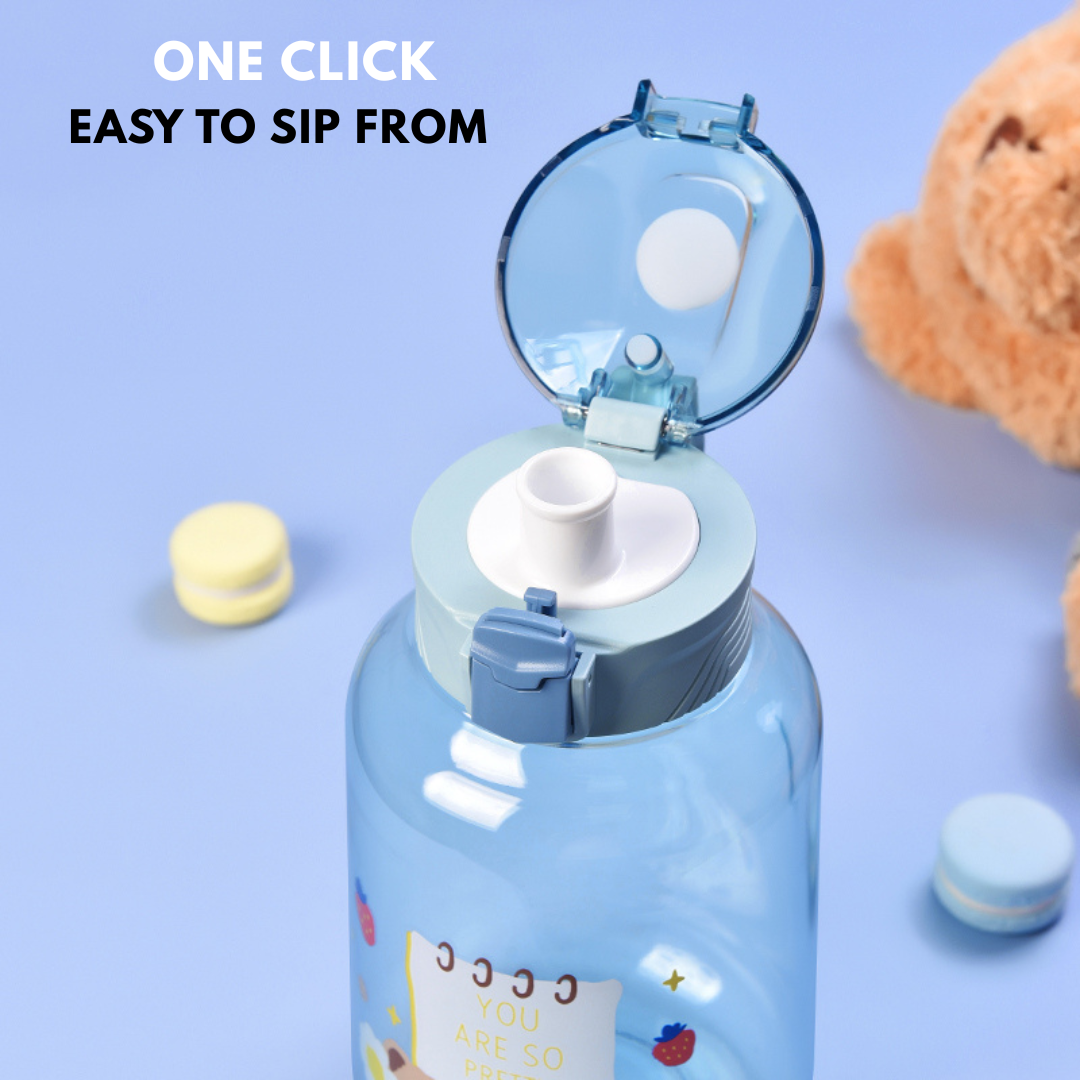Cute Jumbo Water Bottle | 1200 ML Capacity | BPA Free | Leakproof Design | For School, Travel, and Outdoor Activities