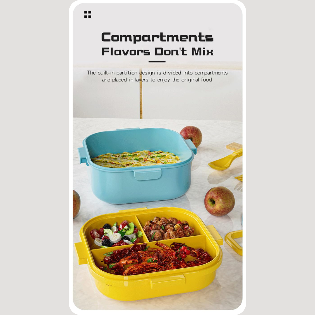 Delicious Lunch Box | Large Capacity | Safe PP Material | 2 layers and Multi-Compartment | Easy to Carry