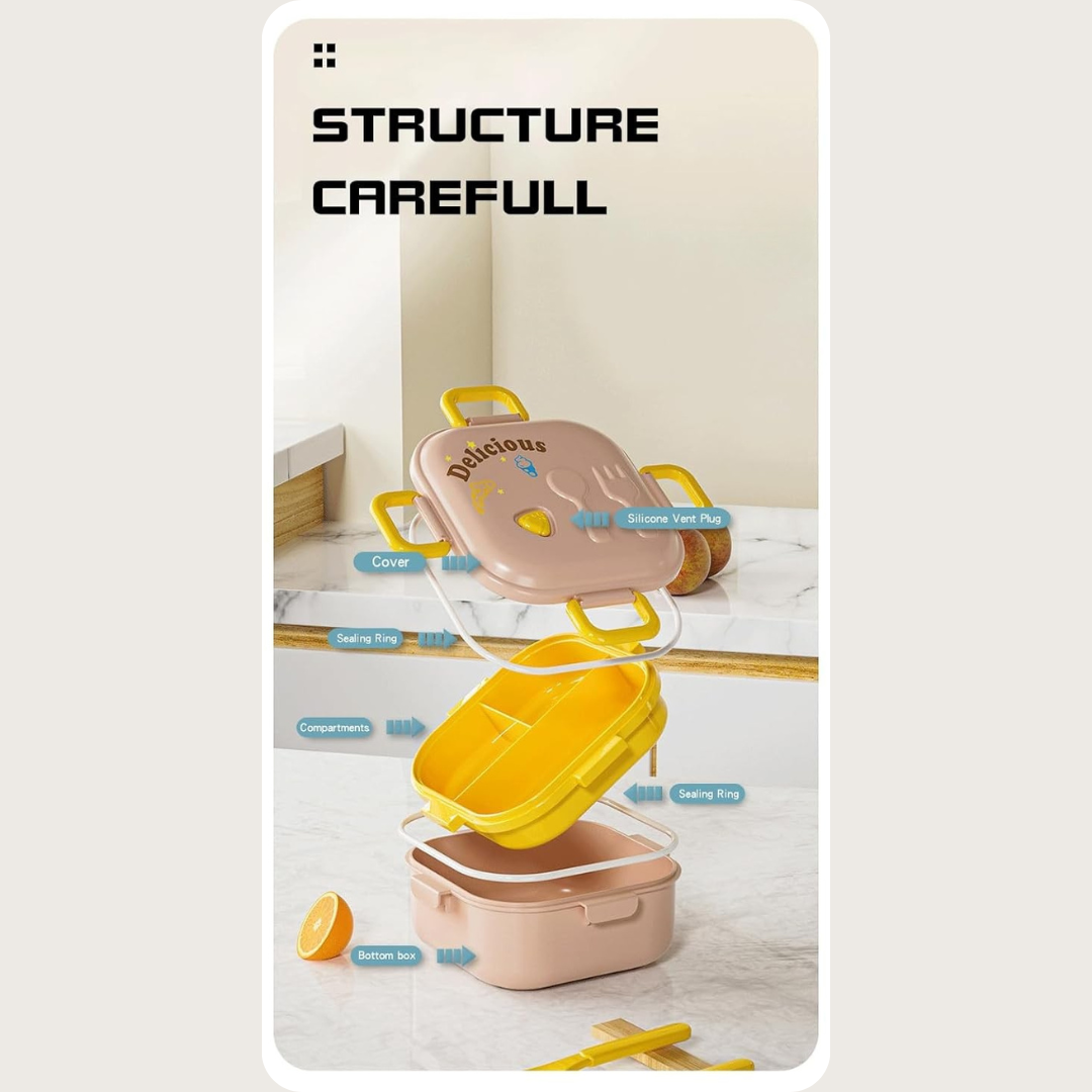 Delicious Lunch Box | Large Capacity | Safe PP Material | 2 layers and Multi-Compartment | Easy to Carry