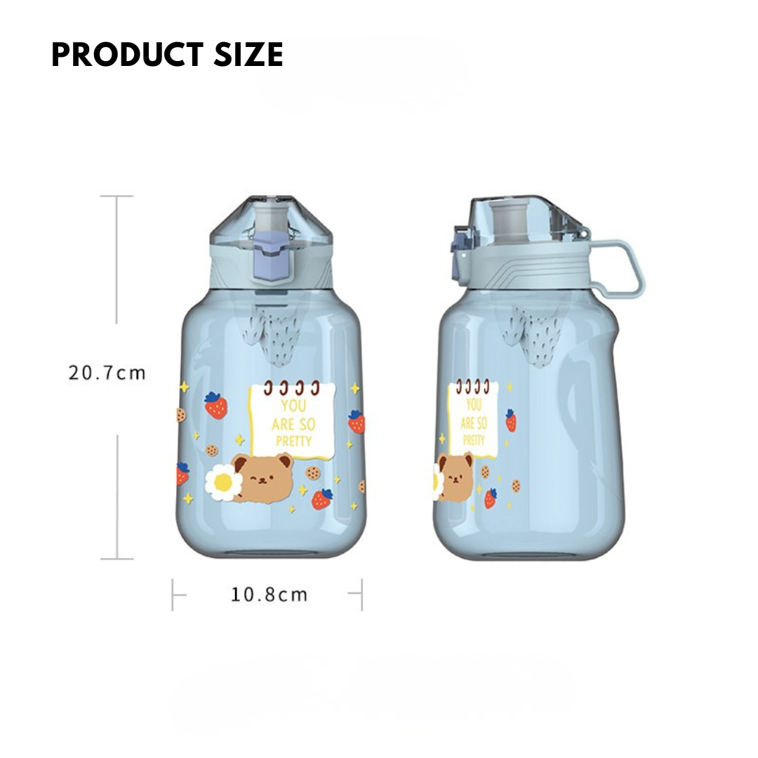 Cute Jumbo Water Bottle | 1200 ML Capacity | BPA Free | Leakproof Design | For School, Travel, and Outdoor Activities