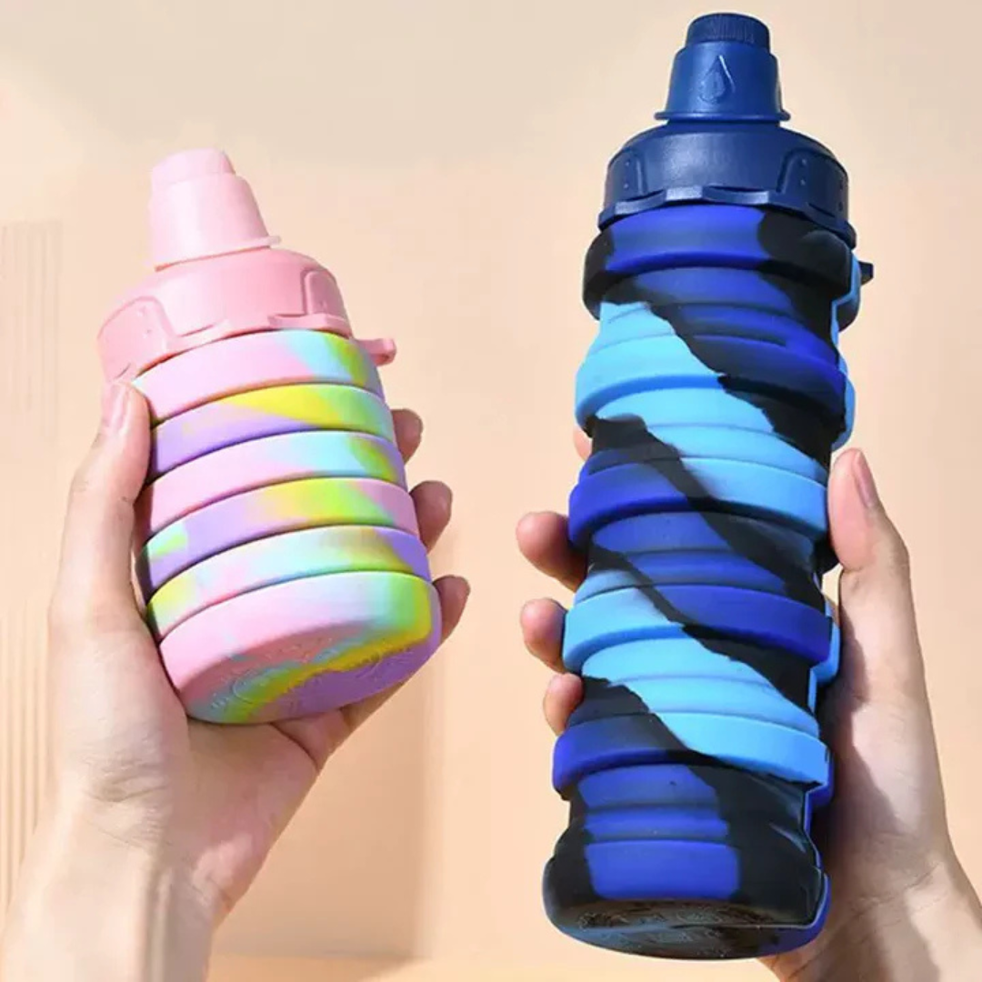 Multicolour Collapsible Water Bottle | 500 ML Capacity | Food Grade Silicone Bottle | Ideal for School, Sports or Outdoor