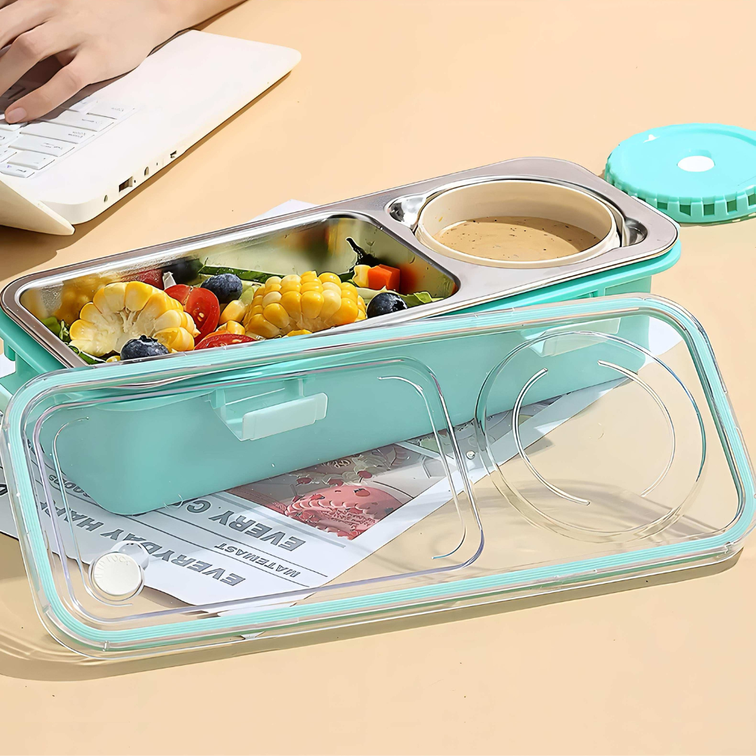 SlimLock Duo Lunch Box | Portable and Compact | Stainless Steel Tiffin | Leak-proof | Ideal for School, Office or Travel