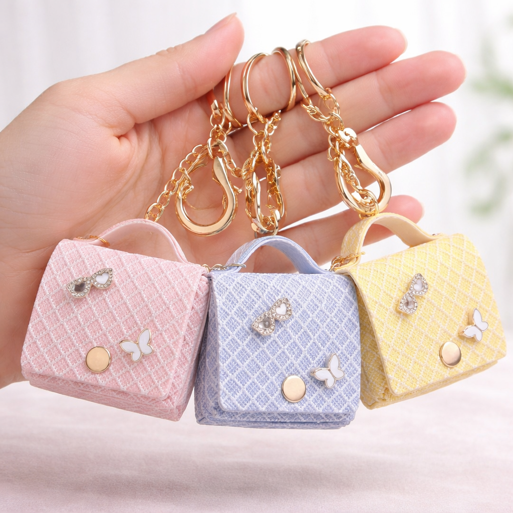 Quilt Style Mini Pouch | Key Chain | Stylish & Compact | Set of 2 Pouch | Attractive Design