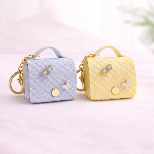 Quilt Style Mini Pouch | Key Chain | Stylish & Compact | Set of 2 Pouch | Attractive Design