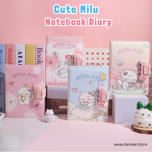 Cute Milu Notebook Diary | Password Lock | High Quality Smooth and Thick Paper | Beautifully Designed | Water Resistant