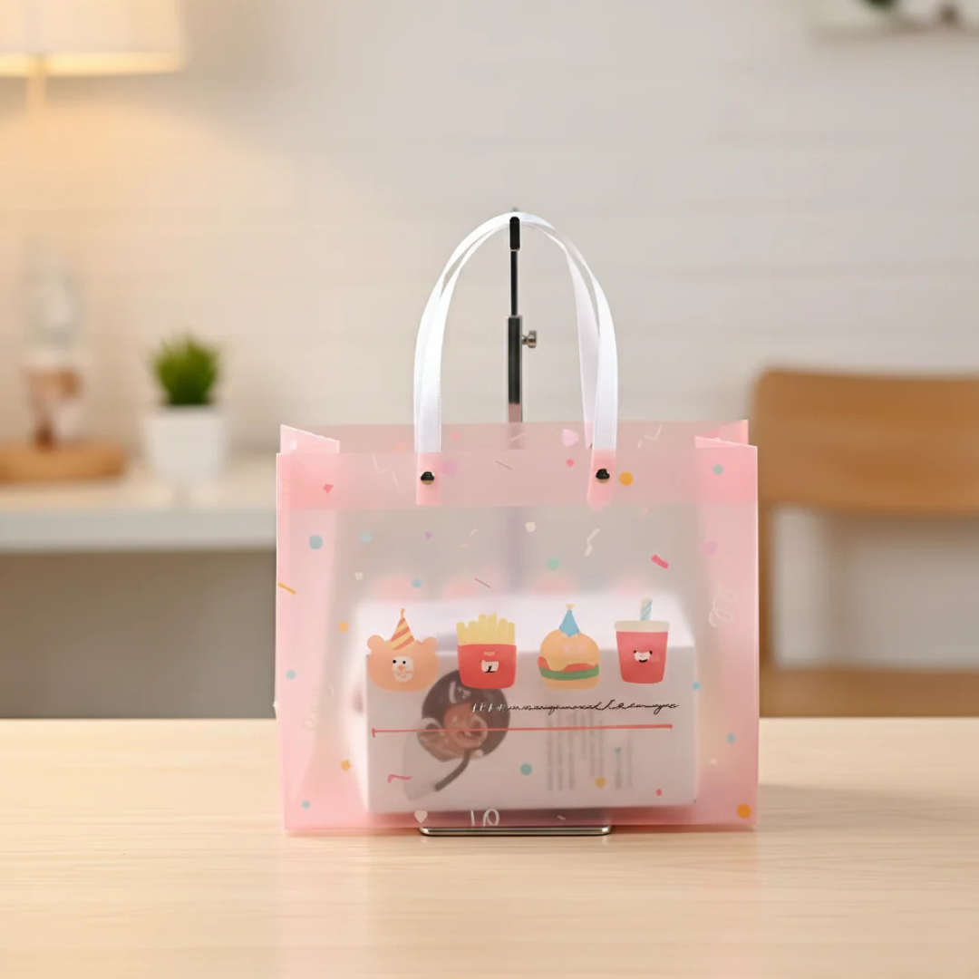 Jolly Junction Tote Gift Bag | Set of 4 Tote Gift Bags | Colourful | Clear PVC Bag | Premium Look