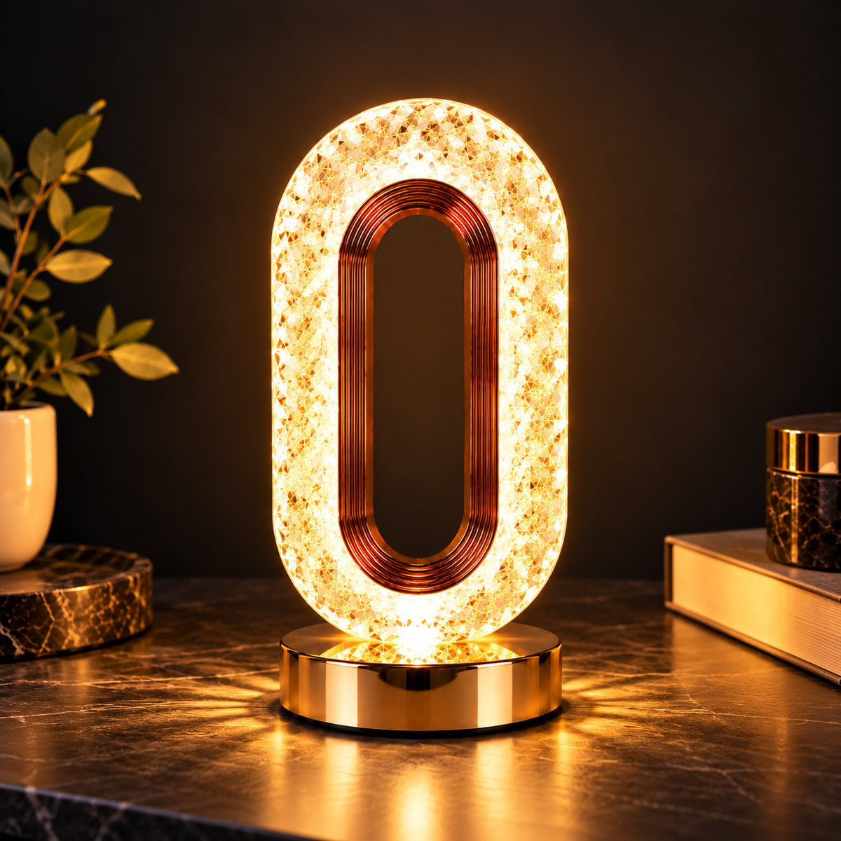 Oval Style LED Lamp | Crystal Acrylic Design | Warm Glow & Touch Control | Attractive Study Lamp or Bedside