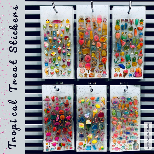 Tropical Treat Stickers | Set of 6 Different Sheets | 300+ Pcs | Multi-Design | Decorative