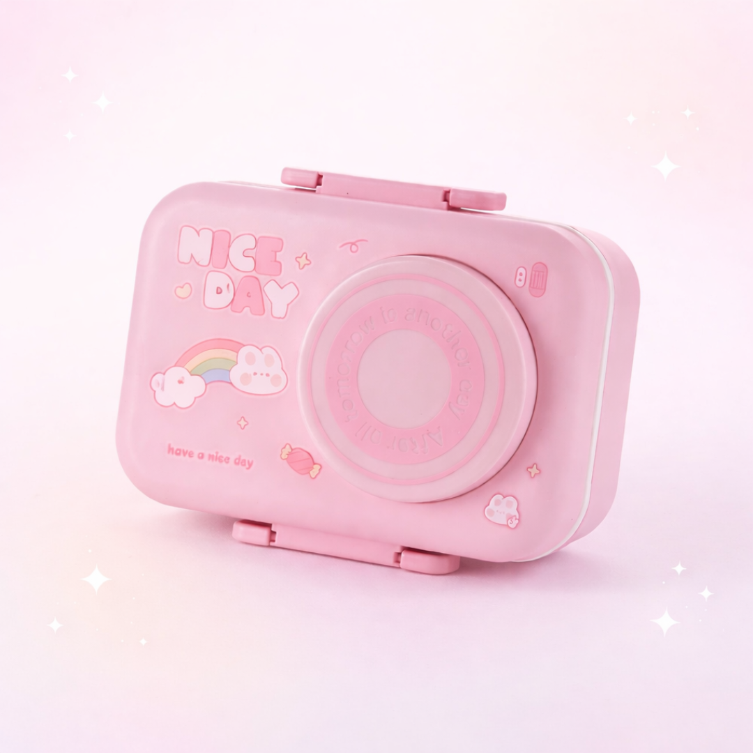 Camera Style Lunch Box | Stainless Steel | Secure Lock | Lightweight and Portable | For Travel, Picnic or School