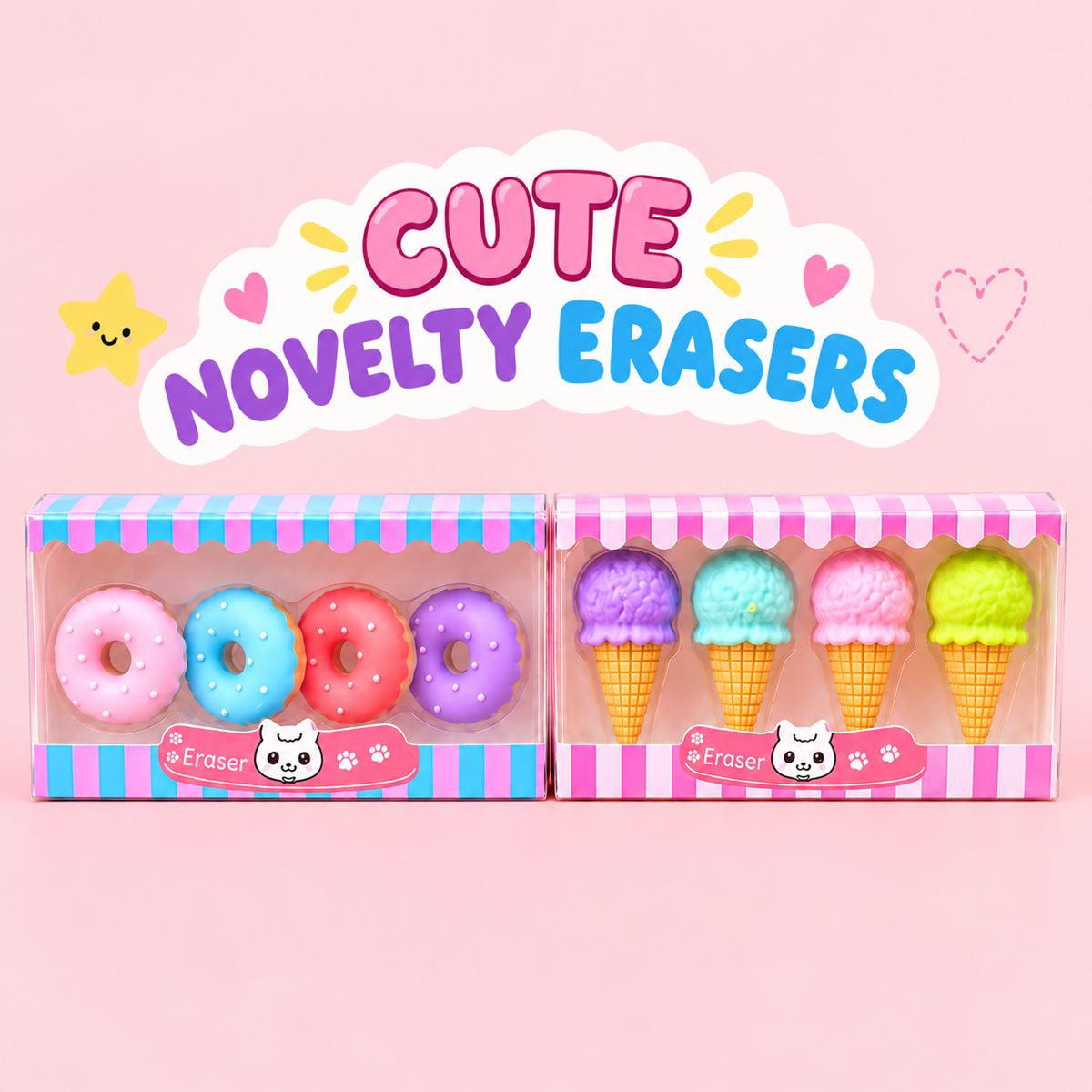 Ice Cream - Desert Erasers | Soft Eraser | Attractive Colours | Gift Pack | Set of 2 packs