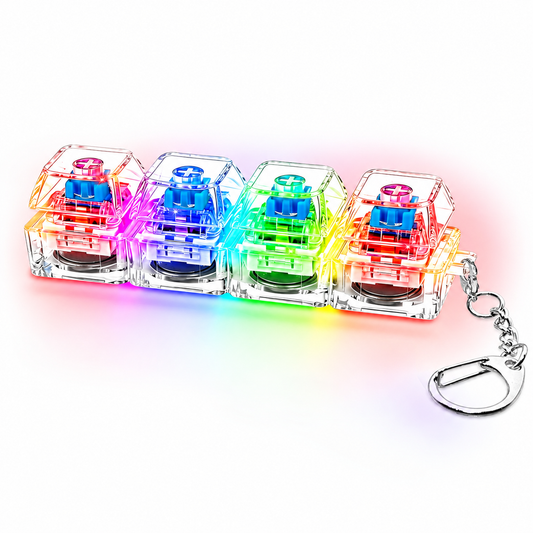 4-in-1 Keyboard Fidget Toy with LED Light | Clicker Sound | Stress Relief Keychain for Office Desk, Anxiety Relief (Pack of 1, Assorted Colour)