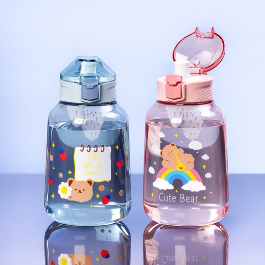 Cute Jumbo Water Bottle | 1200 ML Capacity | BPA Free | Leakproof Design | For School, Travel, and Outdoor Activities